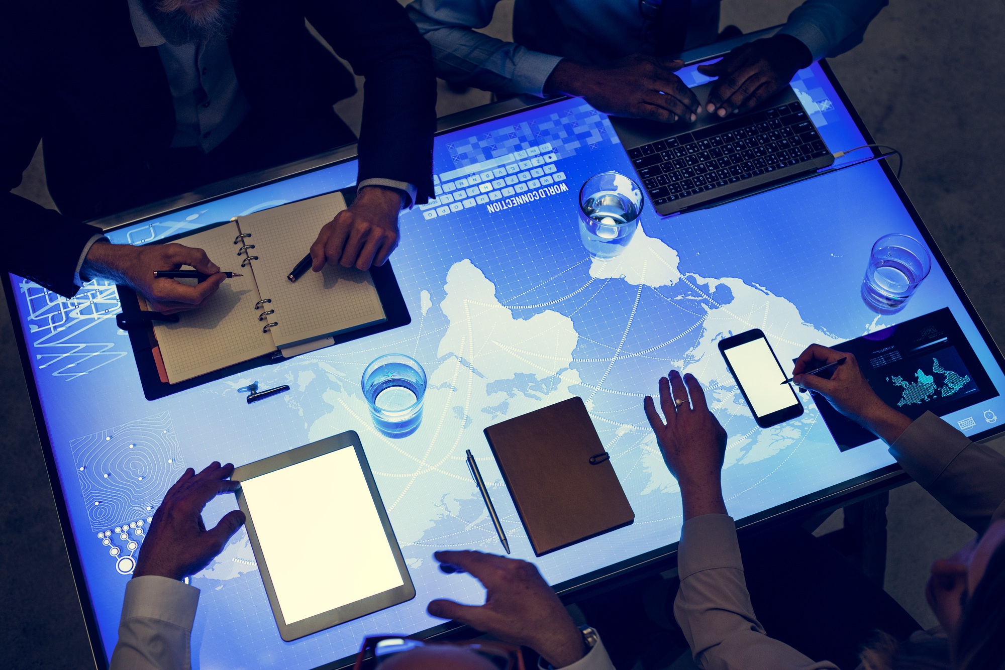 Digital devices in a cyber space table