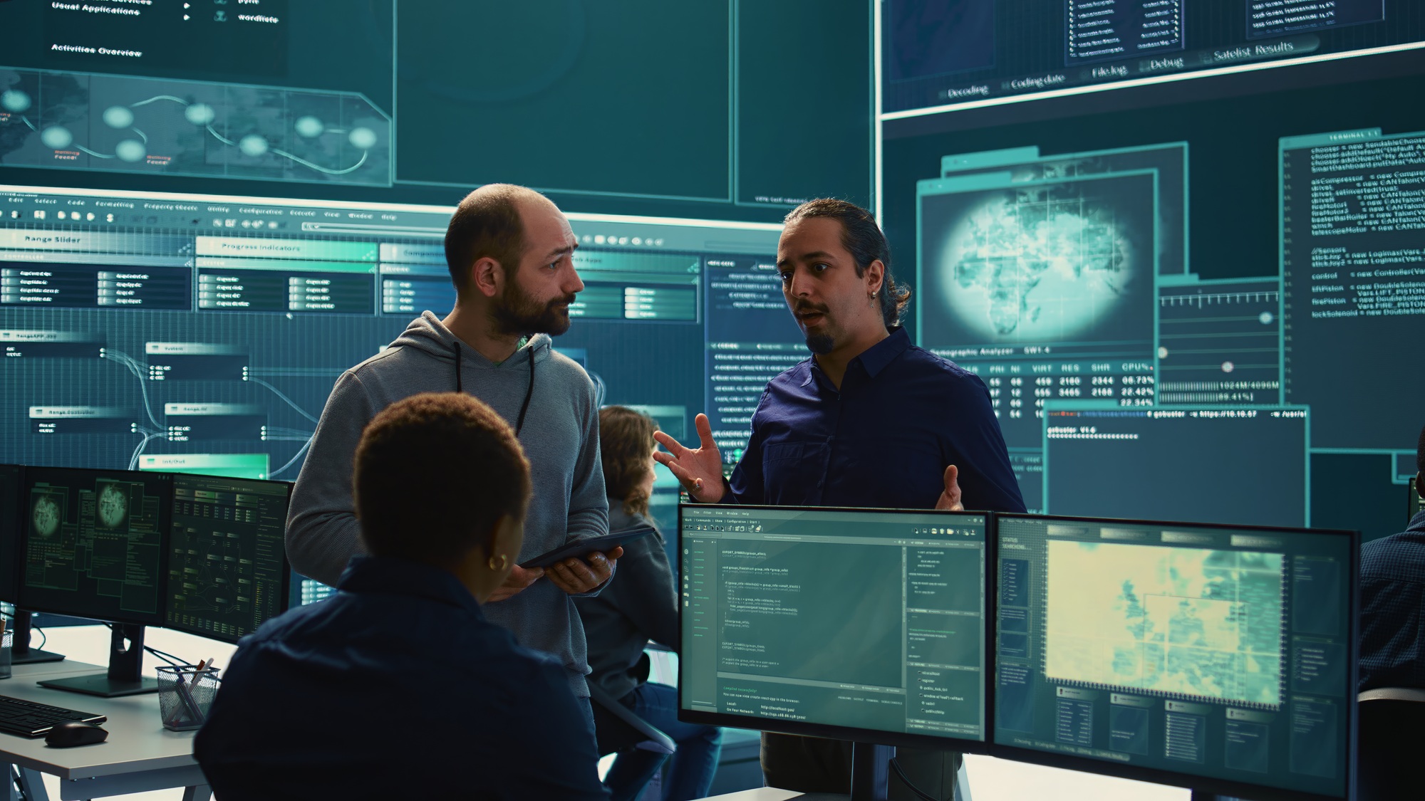 Governmental cyber defense team using advanced technology to secure information